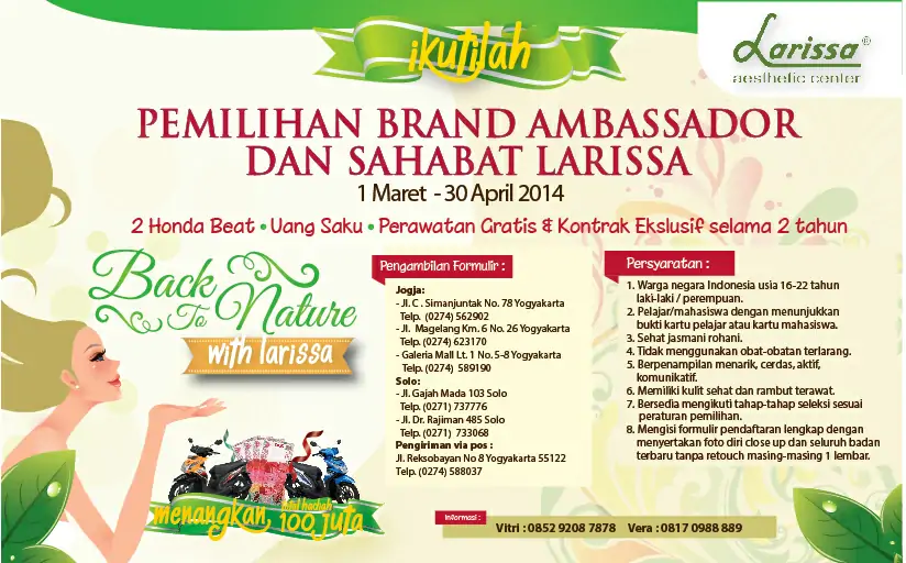 Formulir Pendaftaran Brand Ambassador dan Sahabat Larissa